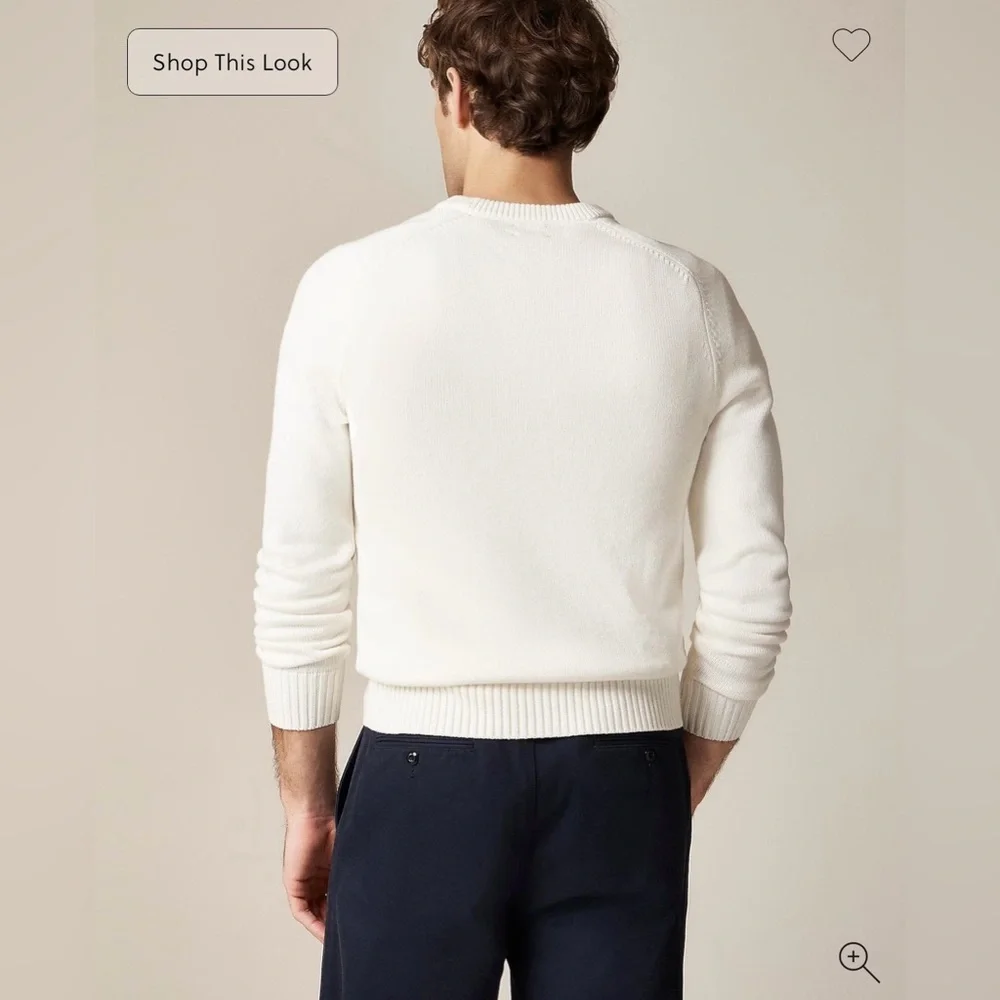 J. Crew Heritage Cotton Crewneck Sweater in Ivory Size L. NWOT